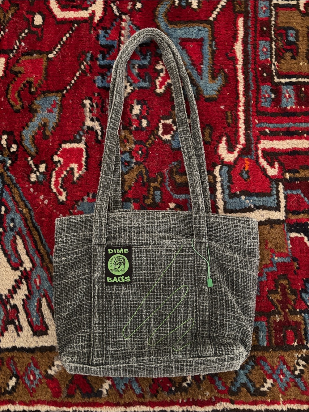 Gray Dime Bags Tote with Neon Green Accent